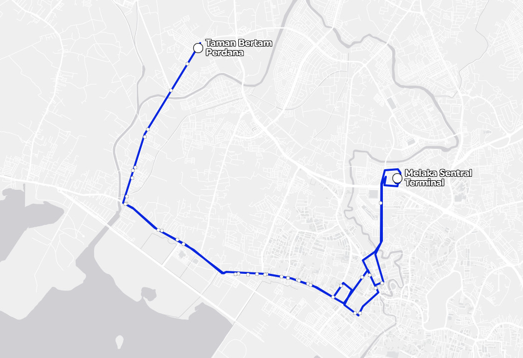 BAS.MY Melaka M15 Overview Route Map